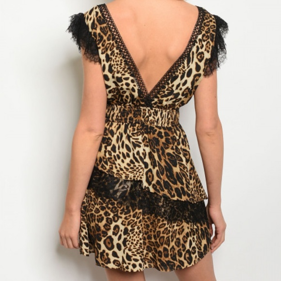 GIRLY & FLIRTY LEOPARD V PLUNGE DRESS - Picture 3 of 8